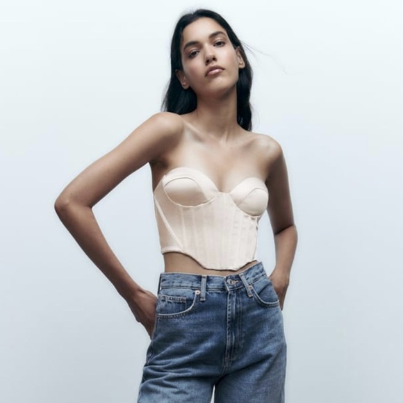 Zara Tops - Zara Satin Effect Corset Top!